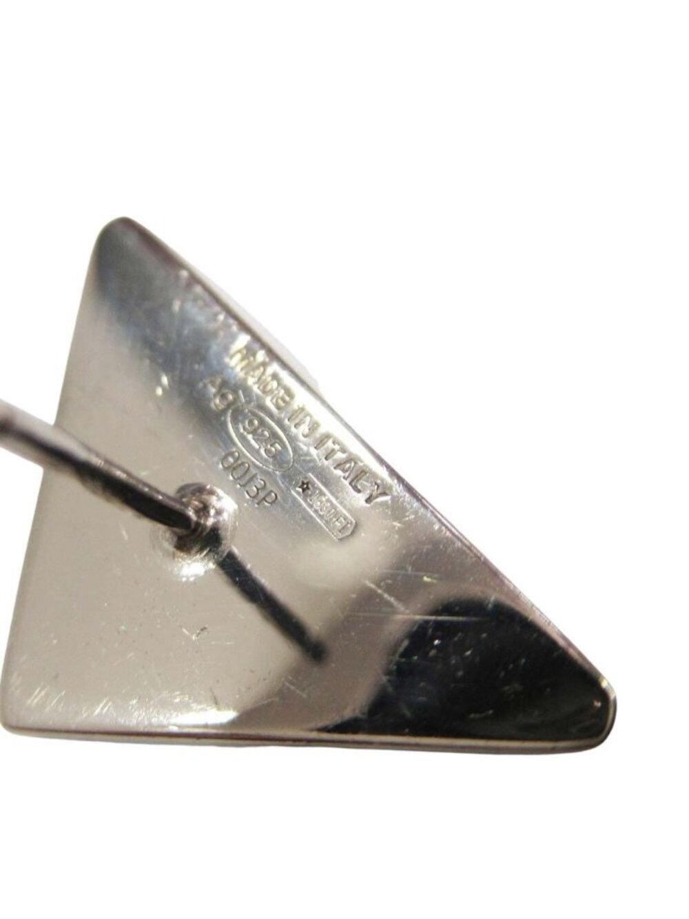 Prada Triangle Logo Stud Earrings Plate Yellow - Picture 5 of 5